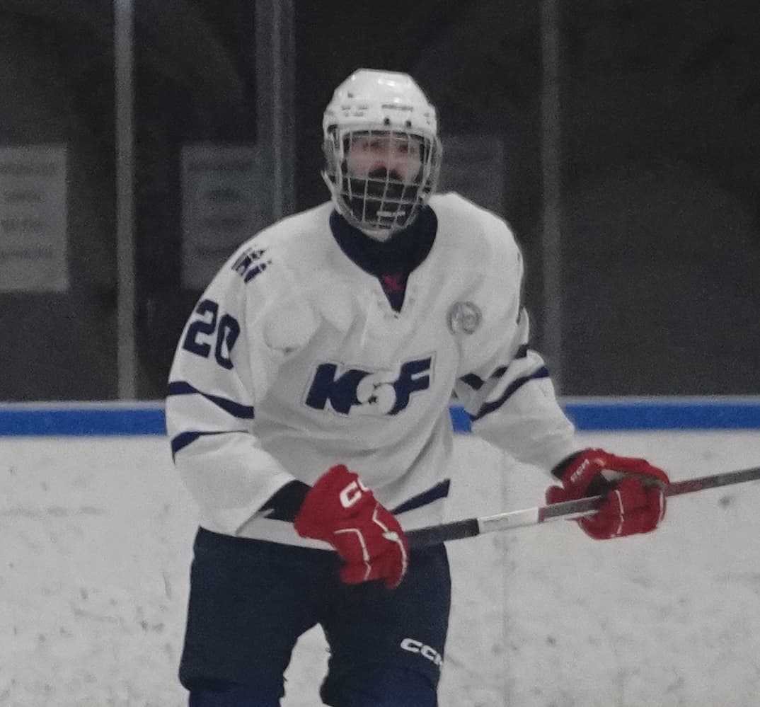 Matus Kollarcik, founder of BeerLeague.net, playing beer league hockey